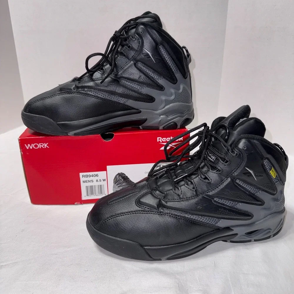 Reebok The Blast Work High Top Sneaker Composite Toe Mens 8.5 Wide RB9406 Black